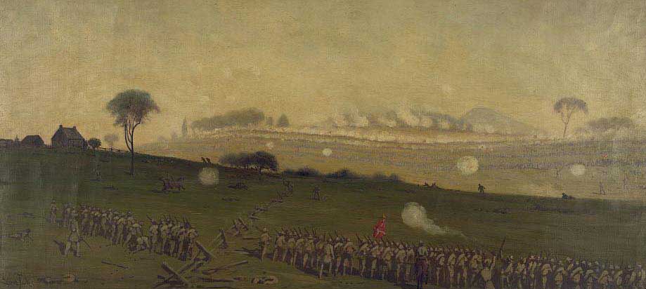 Pickett's charge on the Union center at the grove of trees about 3 PM by Edwin Forbes