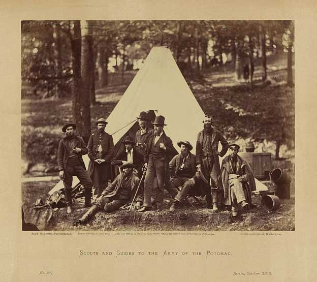 Civil War photograph of scouts and guides to the Army of the Potomac, 1862